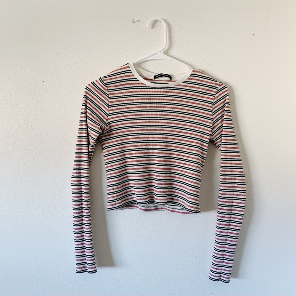 Brandy Melville pink striped cropped top